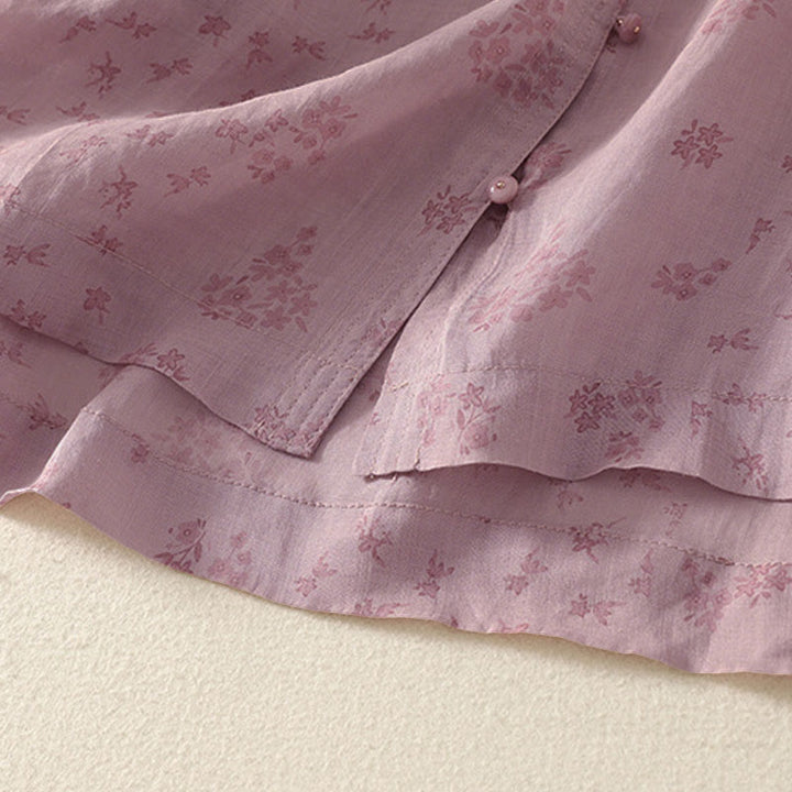 Buddha Stones Camicia da donna casual a maniche a tre quarti con stampa floreale e bottoni. - image 6