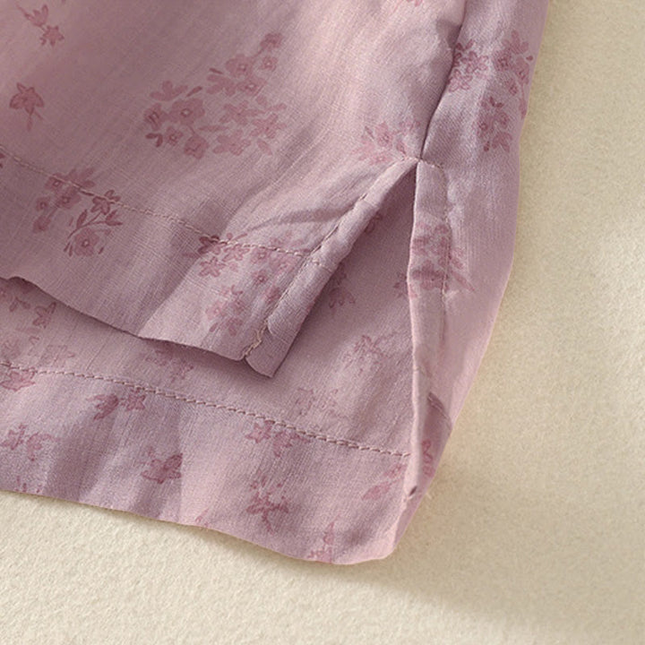 Buddha Stones Camicia da donna casual a maniche a tre quarti con stampa floreale e bottoni. - image 7