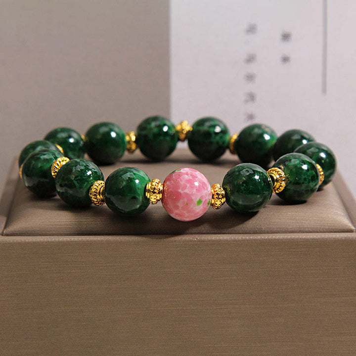 Buddha Stones Braccialetto portafortuna in vetro verde Liuli - Liuli Glass (Circonferenza del polso: 15-16 cm) - image 0