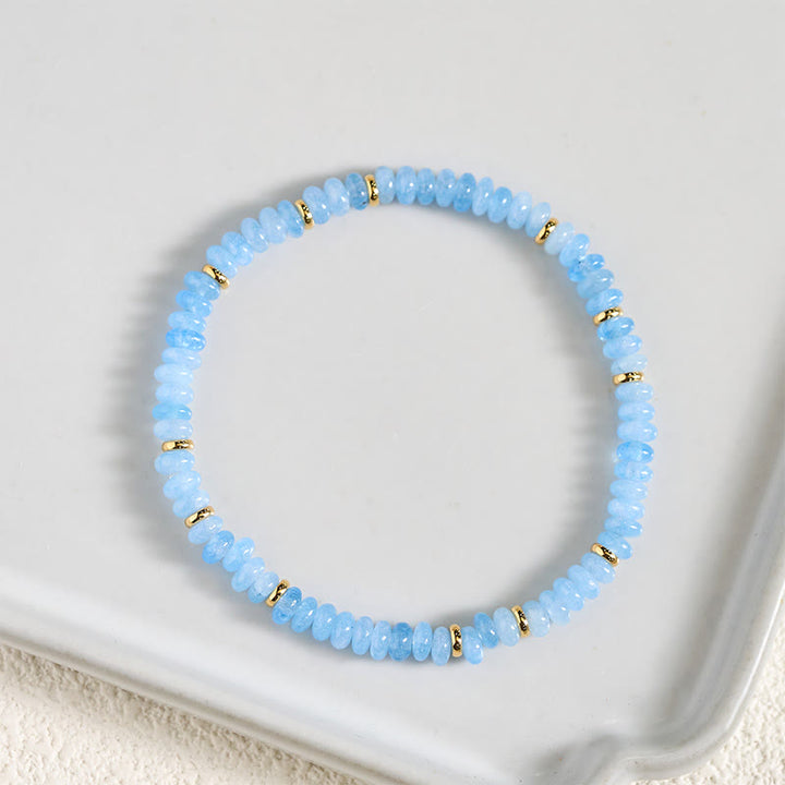 Buddha Stones Bracciale Serenity con perle sottili di acquamarina naturale da 4 mm. - image 3