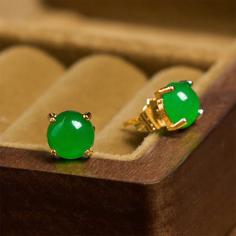 Buddha Stones Orecchini di abbondanza in argento sterling 925 con giada - image 3