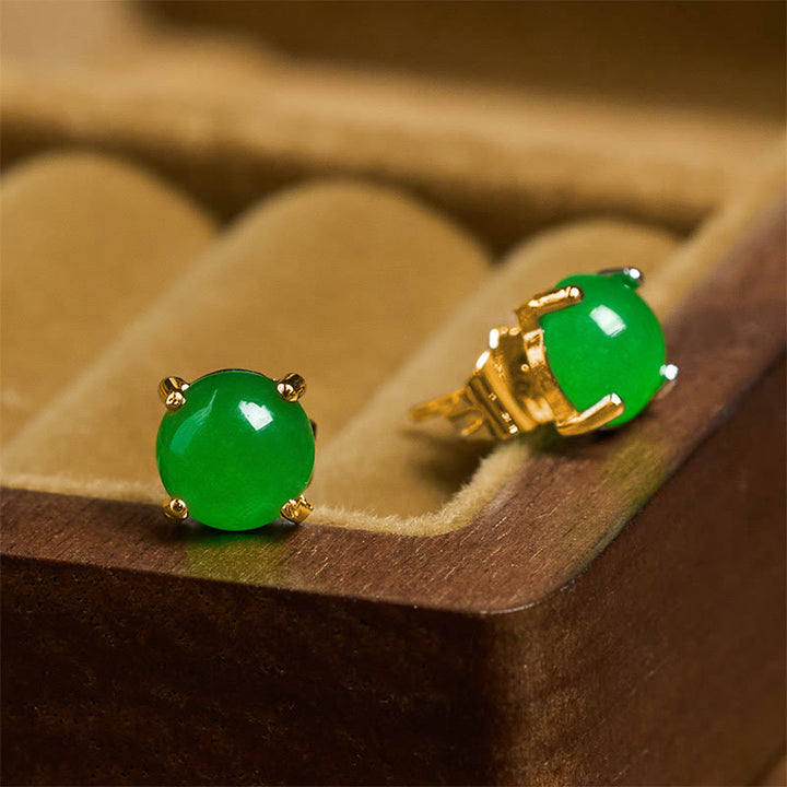 Buddha Stones Orecchini di abbondanza in argento sterling 925 con giada - image 3