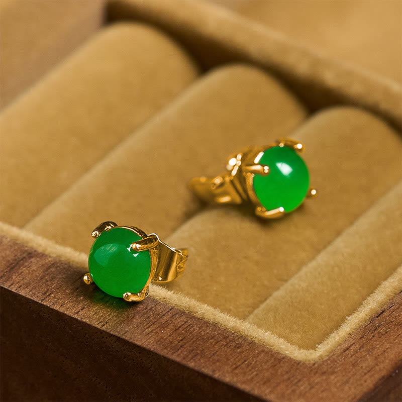 Buddha Stones Orecchini di abbondanza in argento sterling 925 con giada - image 7