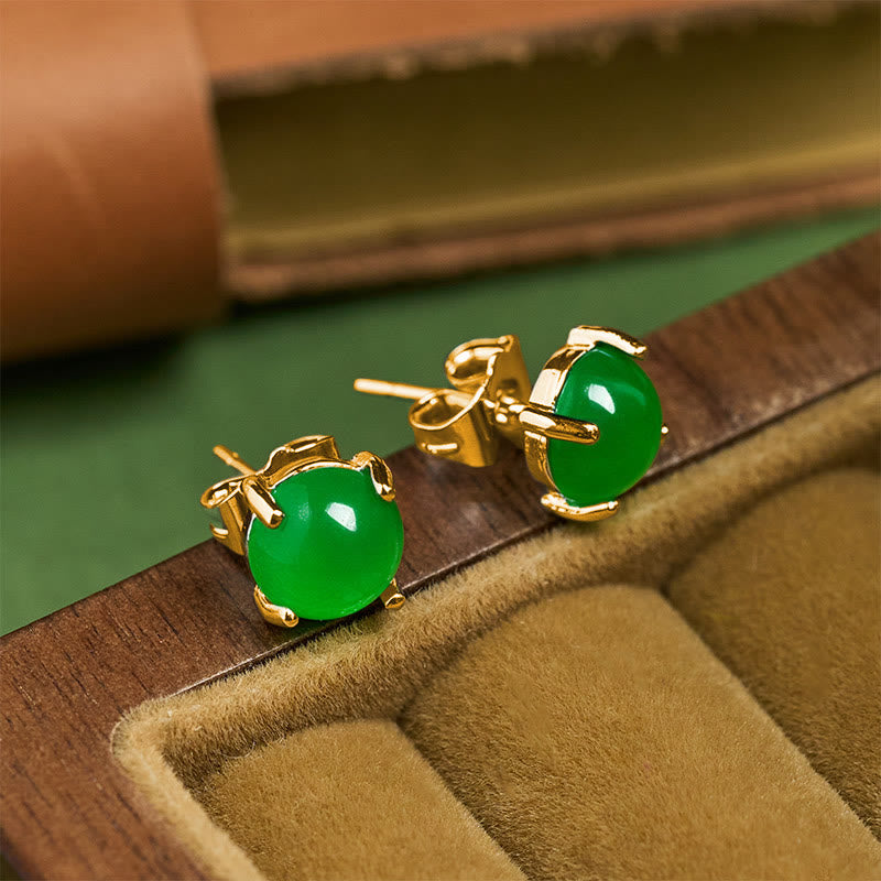 Buddha Stones Orecchini di abbondanza in argento sterling 925 con giada - image 1