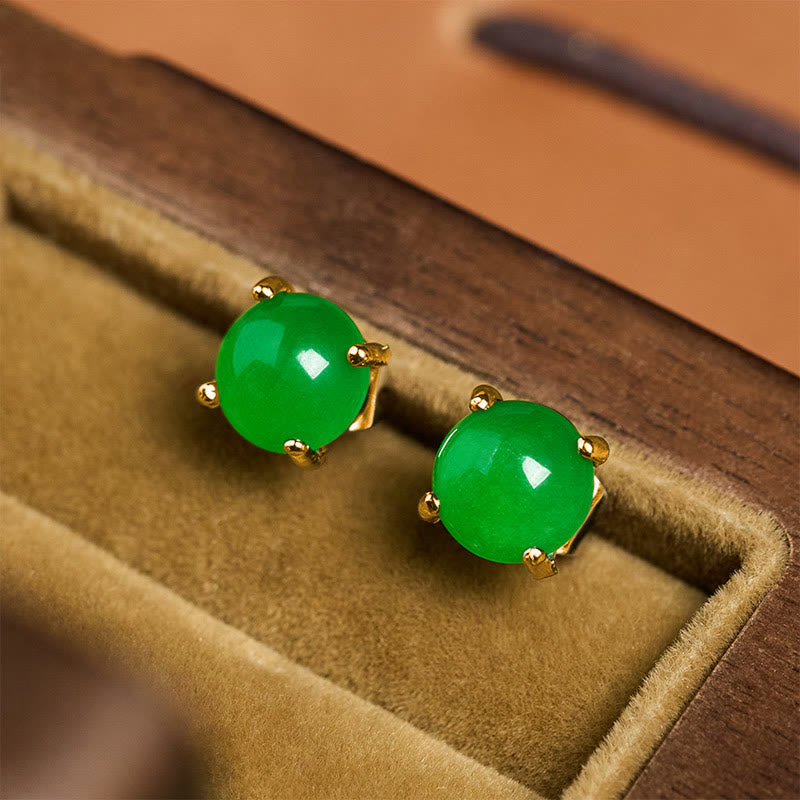 Buddha Stones Orecchini di abbondanza in argento sterling 925 con giada - image 2