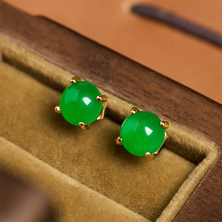 Buddha Stones Orecchini di abbondanza in argento sterling 925 con giada - image 2