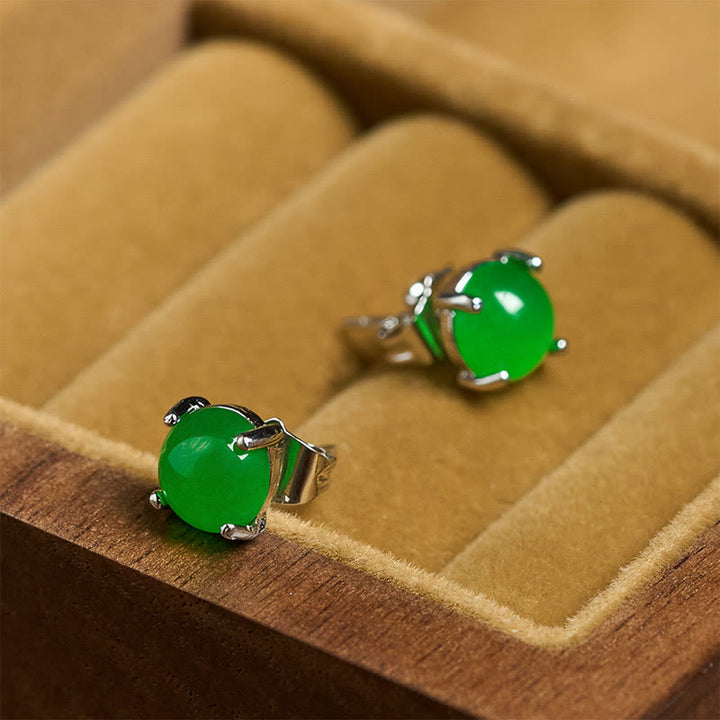 Buddha Stones Orecchini di abbondanza in argento sterling 925 con giada - image 12