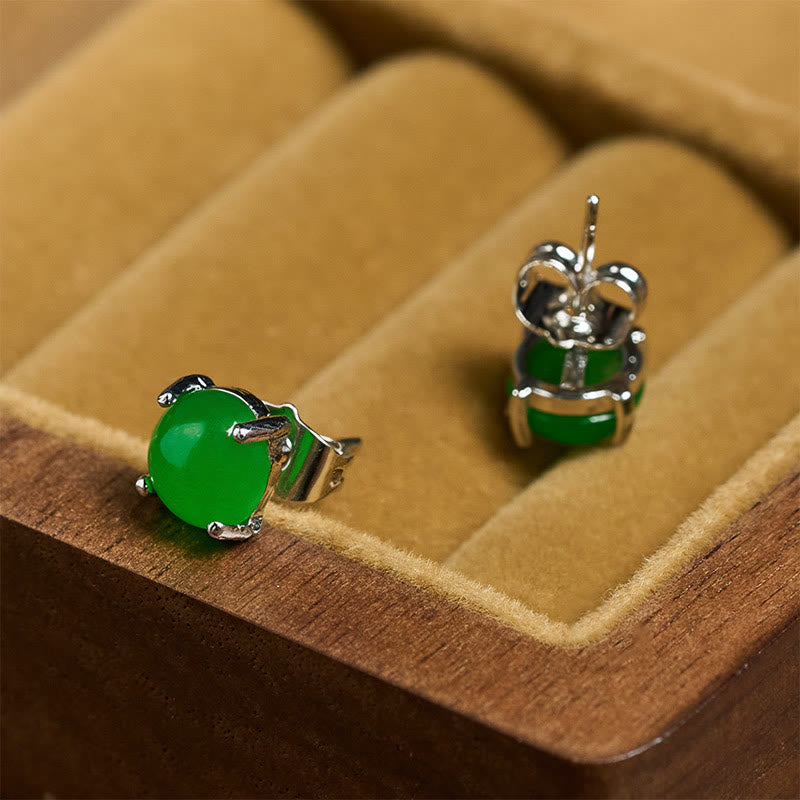 Buddha Stones Orecchini di abbondanza in argento sterling 925 con giada - image 14