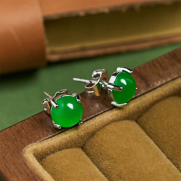 Buddha Stones Orecchini di abbondanza in argento sterling 925 con giada - image 10