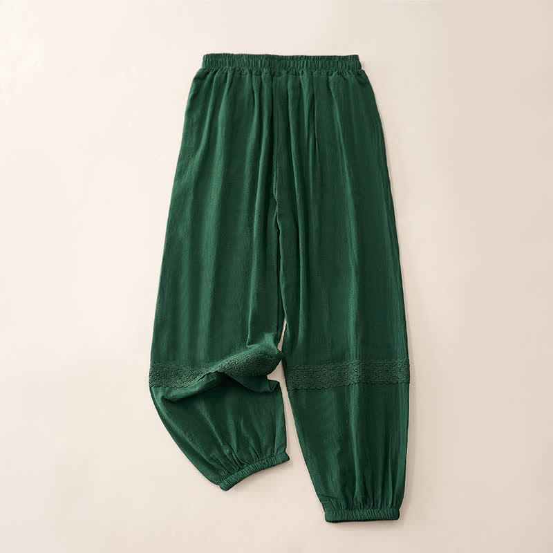 Buddha Stones Pantaloni capri da donna a vita alta, affusolati, con design retrò in pizzo e patchwork, con tasche, perfetti per l'estate. - image 8