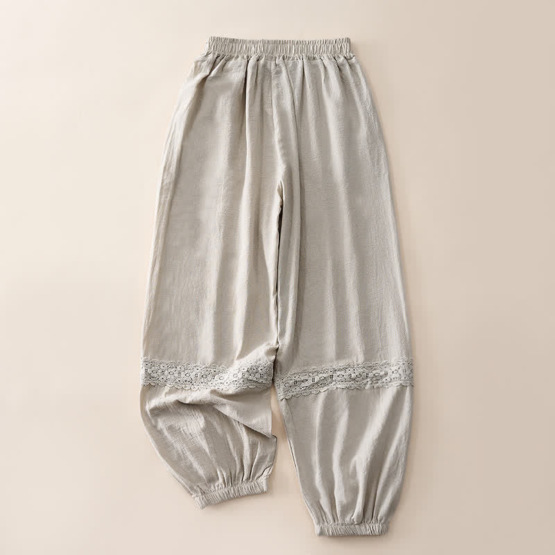 Buddha Stones Pantaloni capri da donna a vita alta, affusolati, con design retrò in pizzo e patchwork, con tasche, perfetti per l'estate. - image 1