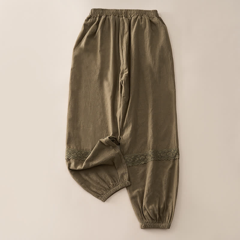 Buddha Stones Pantaloni capri da donna a vita alta, affusolati, con design retrò in pizzo e patchwork, con tasche, perfetti per l'estate. - image 15