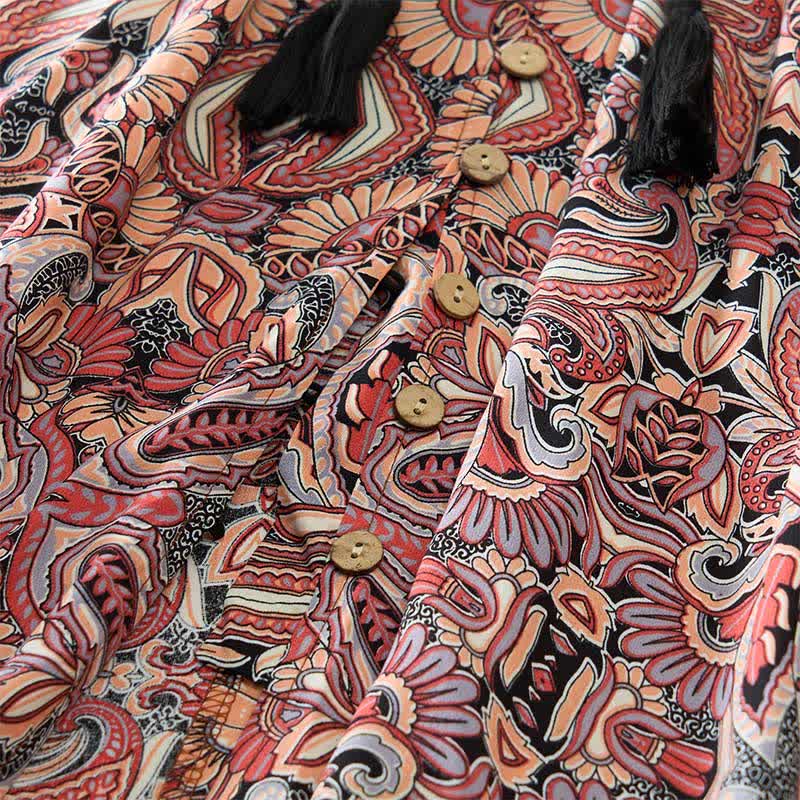 Buddha Stones Abito lungo estivo in viscosa con maniche a lanterna e stampa paisley a motivo paisley, con cintura in vita. - image 14