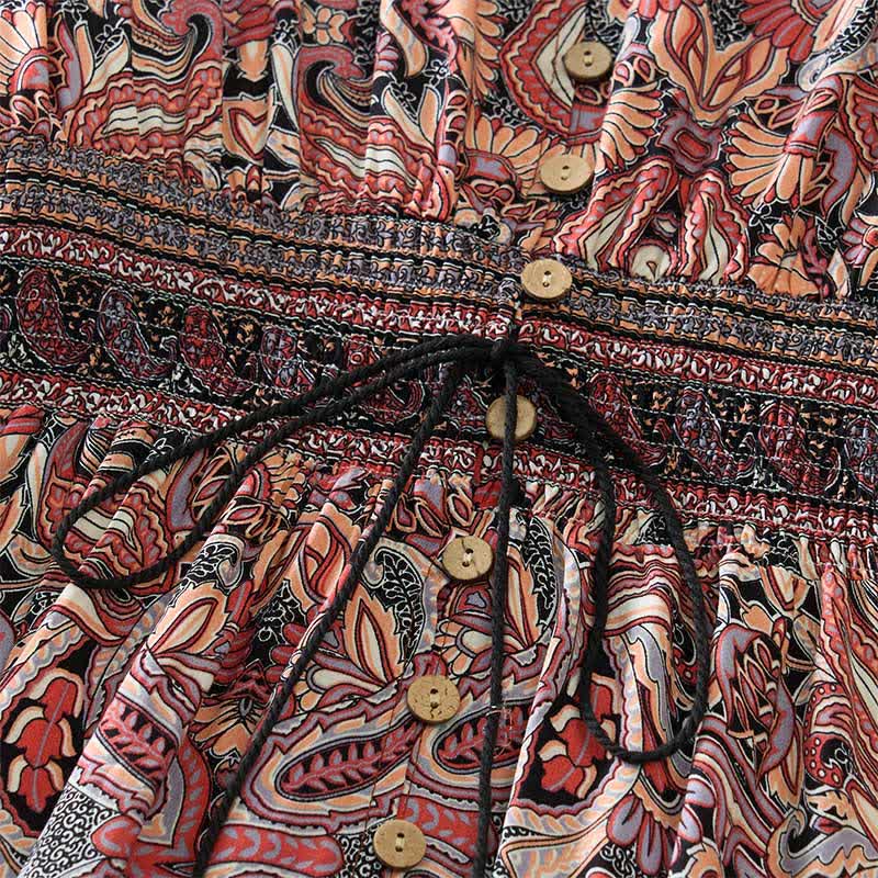 Buddha Stones Abito lungo estivo in viscosa con maniche a lanterna e stampa paisley a motivo paisley, con cintura in vita. - image 11