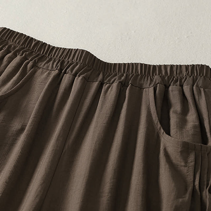 Buddha Stones Pantaloni capri harem da donna estivi a tinta unita con elastico in vita. - image 1