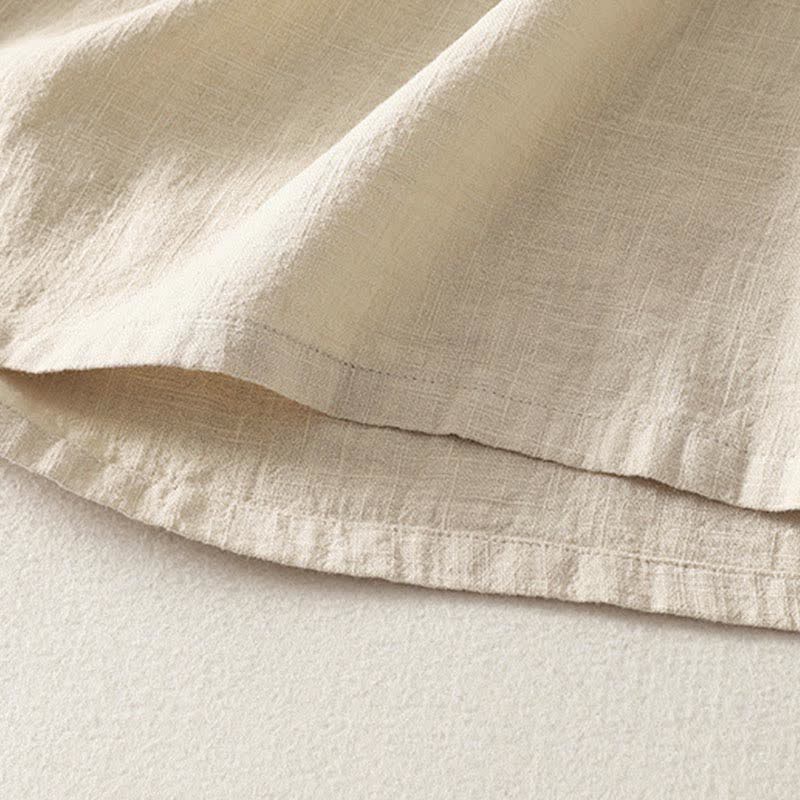 Buddha Stones Camicia da donna estiva a maniche corte in cotone con colletto alla coreana e bottoni. - image 12