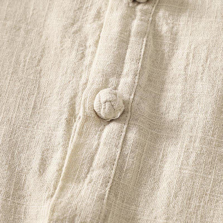 Buddha Stones Camicia da donna estiva a maniche corte in cotone con colletto alla coreana e bottoni. - image 10