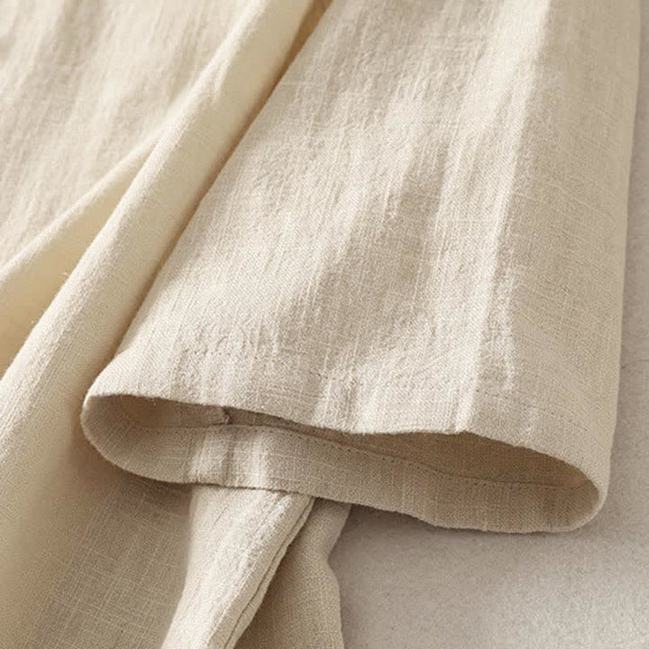 Buddha Stones Camicia da donna estiva a maniche corte in cotone con colletto alla coreana e bottoni. - image 9