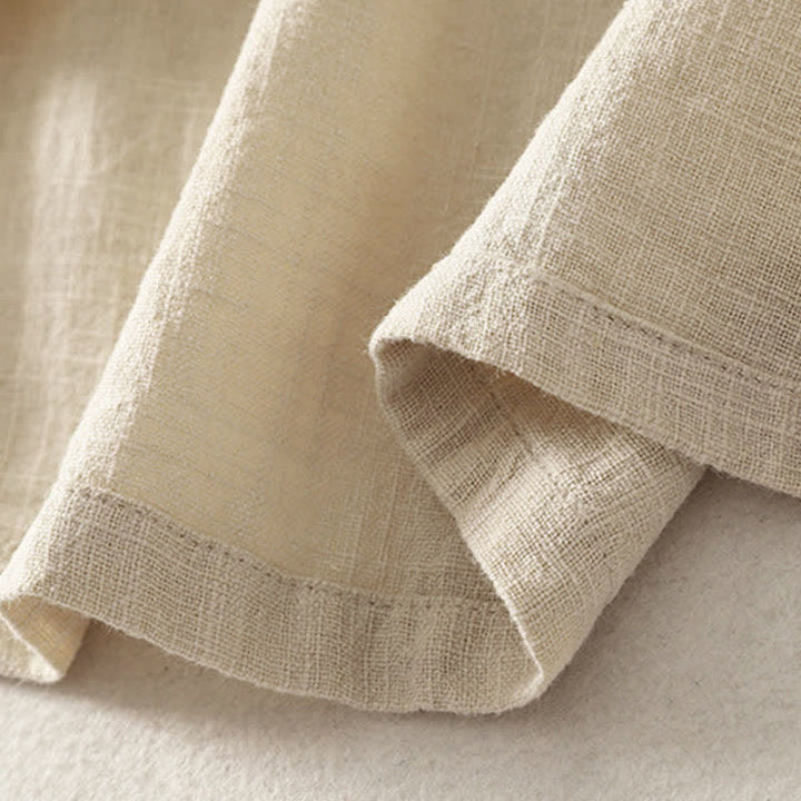 Buddha Stones Camicia da donna estiva a maniche corte in cotone con colletto alla coreana e bottoni. - image 13