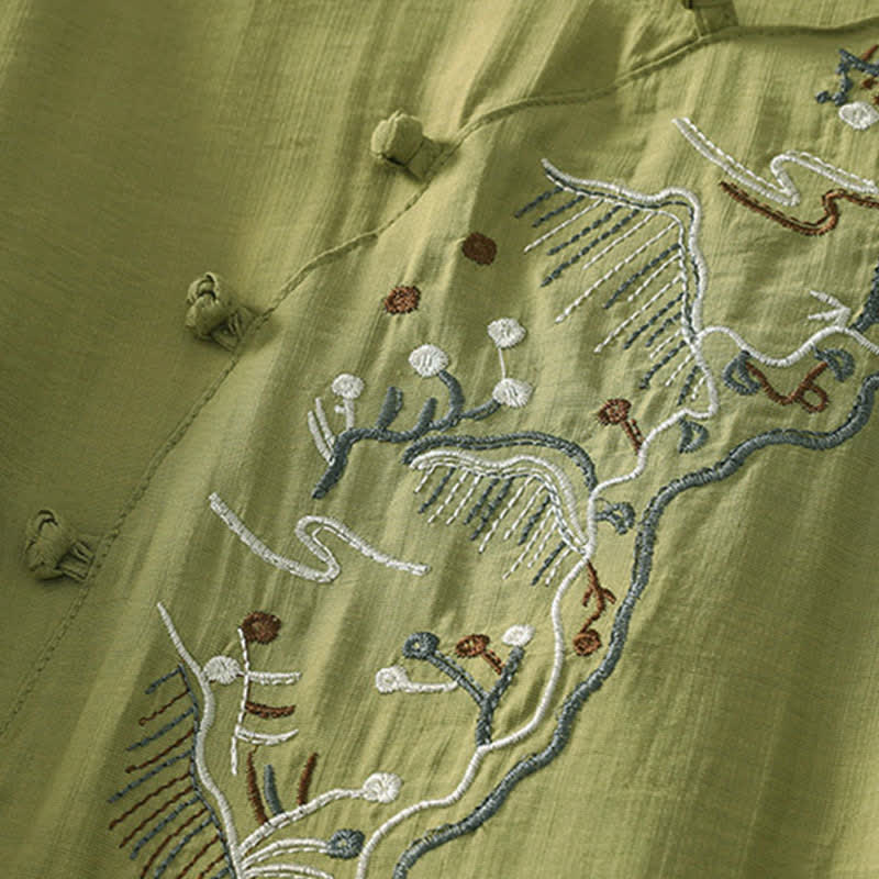 Buddha Stones Camicia da donna a maniche corte con scollo rotondo e ricamo "Summer Mountain". - image 12