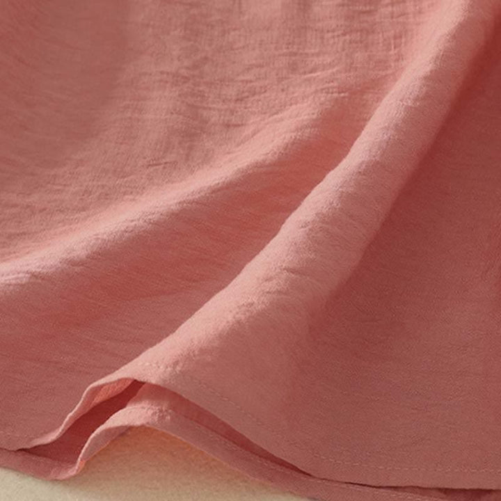 Buddha Stones Camicia da donna a maniche corte in cotone con mezzo bottone e ricami, ideale per la primavera. - image 13