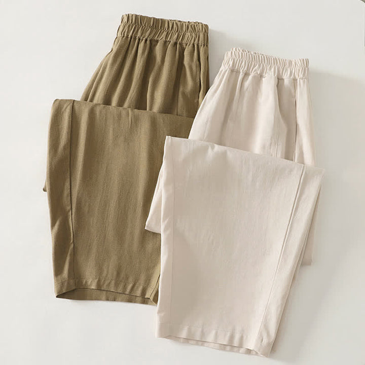 Buddha Stones Pantaloni da donna primaverili a gamba dritta in cotone, tinta unita, con elastico in vita e tasche. - image 16