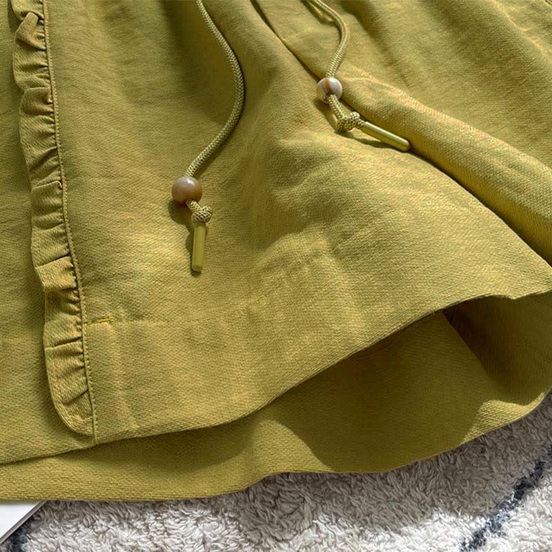 Buddha Stones Pantaloncini estivi da donna con coulisse, volant e vita elasticizzata, con tasche. - image 4