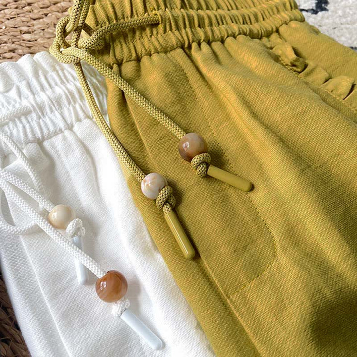 Buddha Stones Pantaloncini estivi da donna con coulisse, volant e vita elasticizzata, con tasche. - image 30