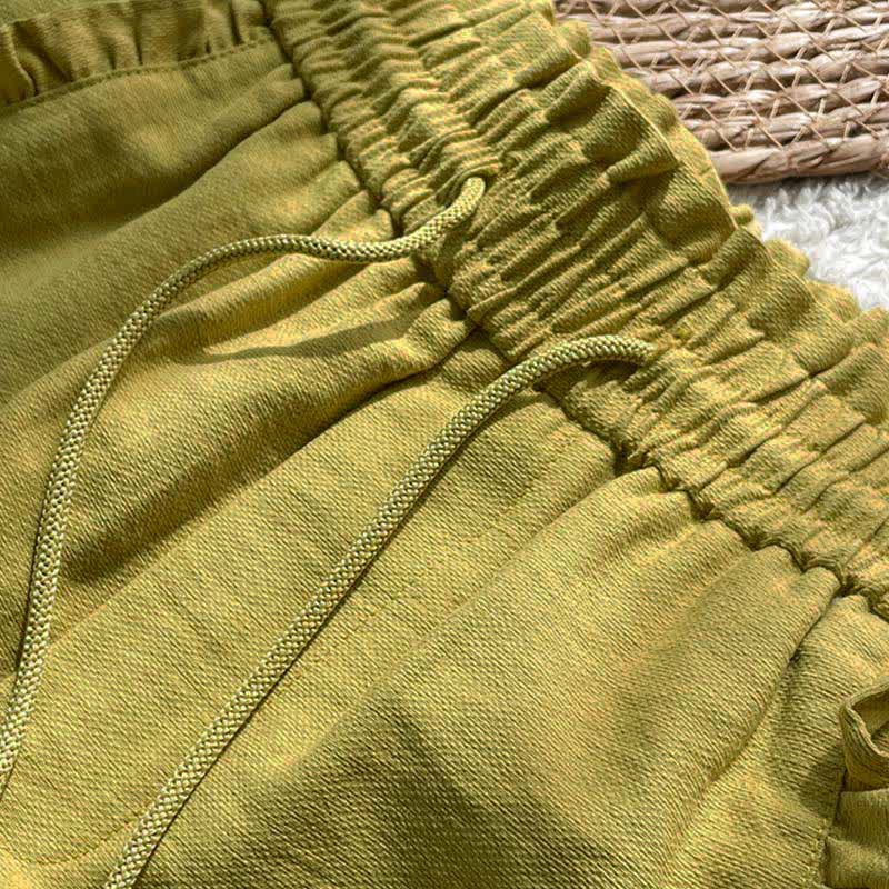 Buddha Stones Pantaloncini estivi da donna con coulisse, volant e vita elasticizzata, con tasche. - image 2