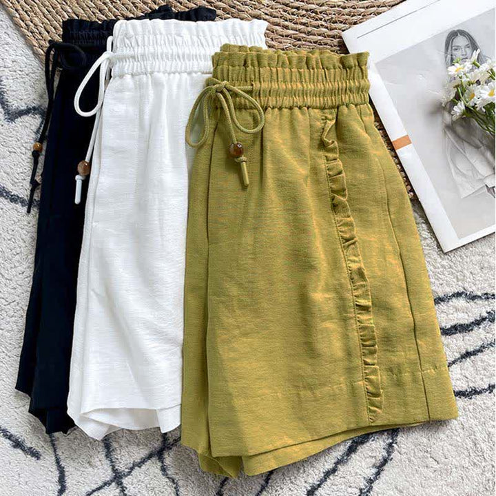 Buddha Stones Pantaloncini estivi da donna con coulisse, volant e vita elasticizzata, con tasche. - image 27