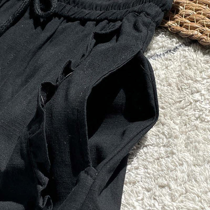 Buddha Stones Pantaloncini estivi da donna con coulisse, volant e vita elasticizzata, con tasche. - image 11
