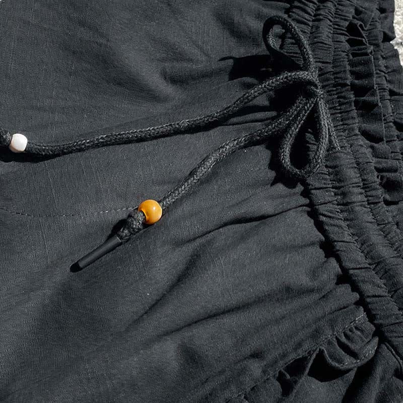 Buddha Stones Pantaloncini estivi da donna con coulisse, volant e vita elasticizzata, con tasche. - image 10