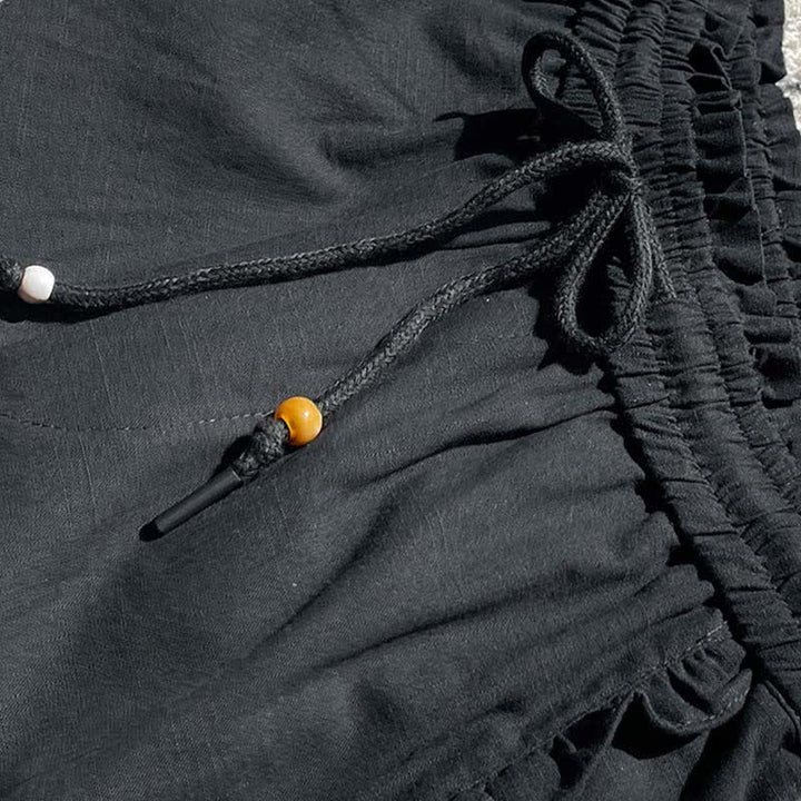 Buddha Stones Pantaloncini estivi da donna con coulisse, volant e vita elasticizzata, con tasche. - image 10