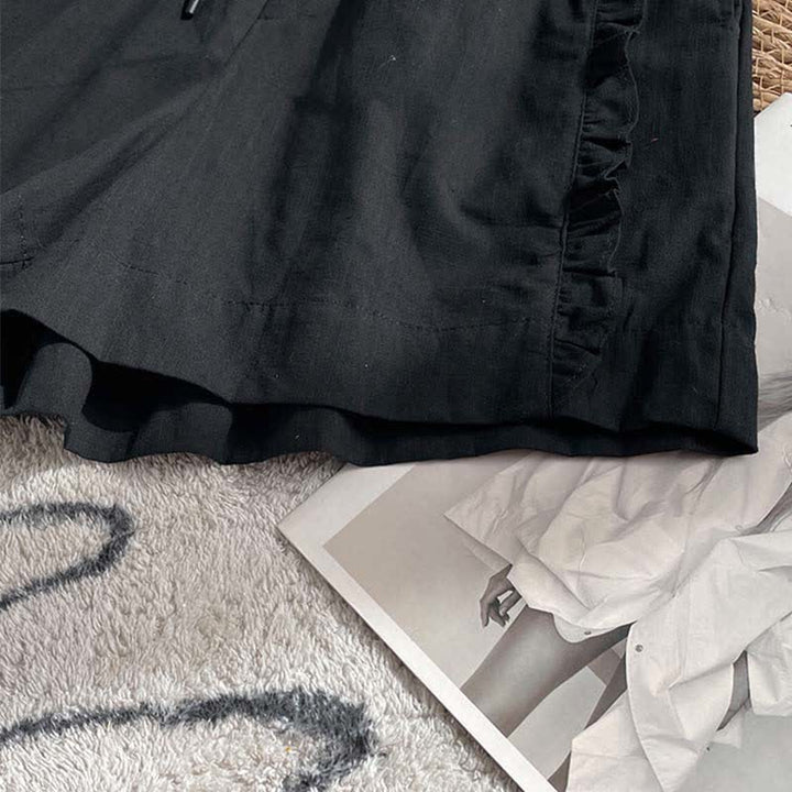 Buddha Stones Pantaloncini estivi da donna con coulisse, volant e vita elasticizzata, con tasche. - image 12