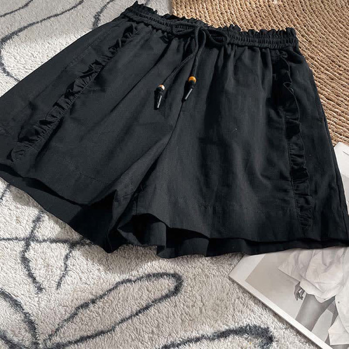 Buddha Stones Pantaloncini estivi da donna con coulisse, volant e vita elasticizzata, con tasche. - image 8