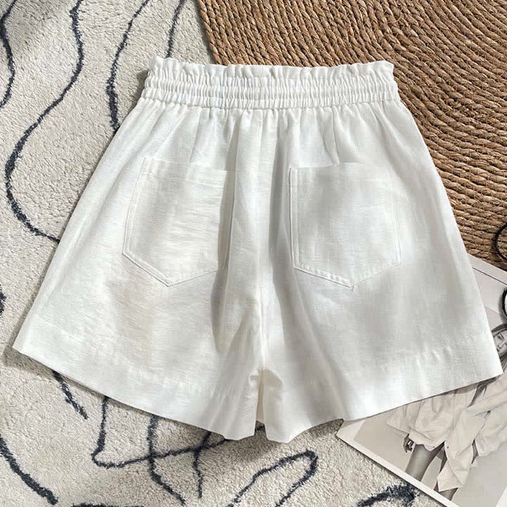 Buddha Stones Pantaloncini estivi da donna con coulisse, volant e vita elasticizzata, con tasche. - image 14