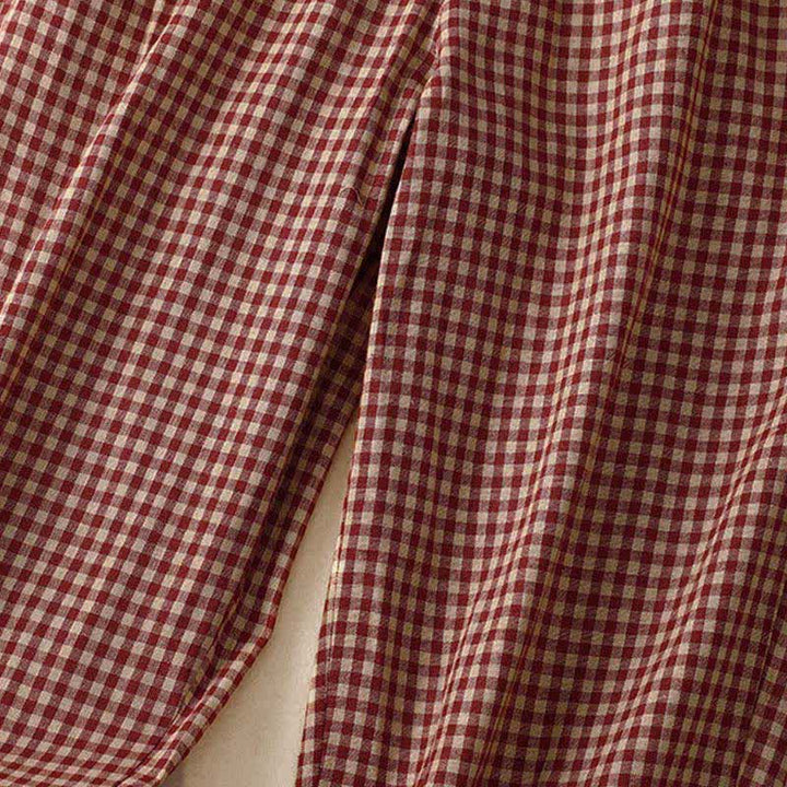 Buddha Stones Pantaloni estivi a quadri con elastico in vita e gamba affusolata da donna, corti e con tasche. - image 3