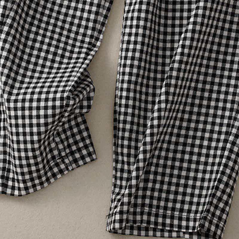 Buddha Stones Pantaloni estivi a quadri con elastico in vita e gamba affusolata da donna, corti e con tasche. - image 13