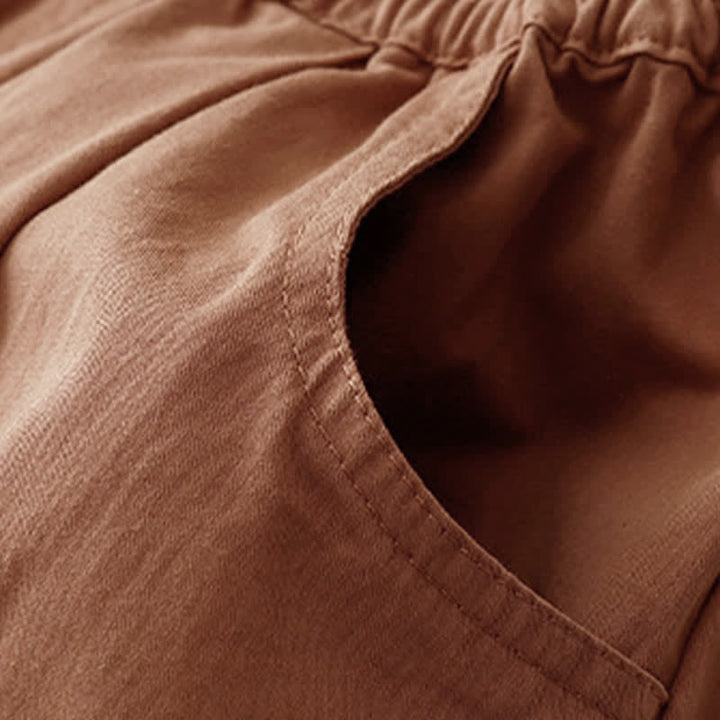 Buddha Stones Pantaloni corti da donna estivi in ​​cotone con elastico in vita e tasche. - image 17