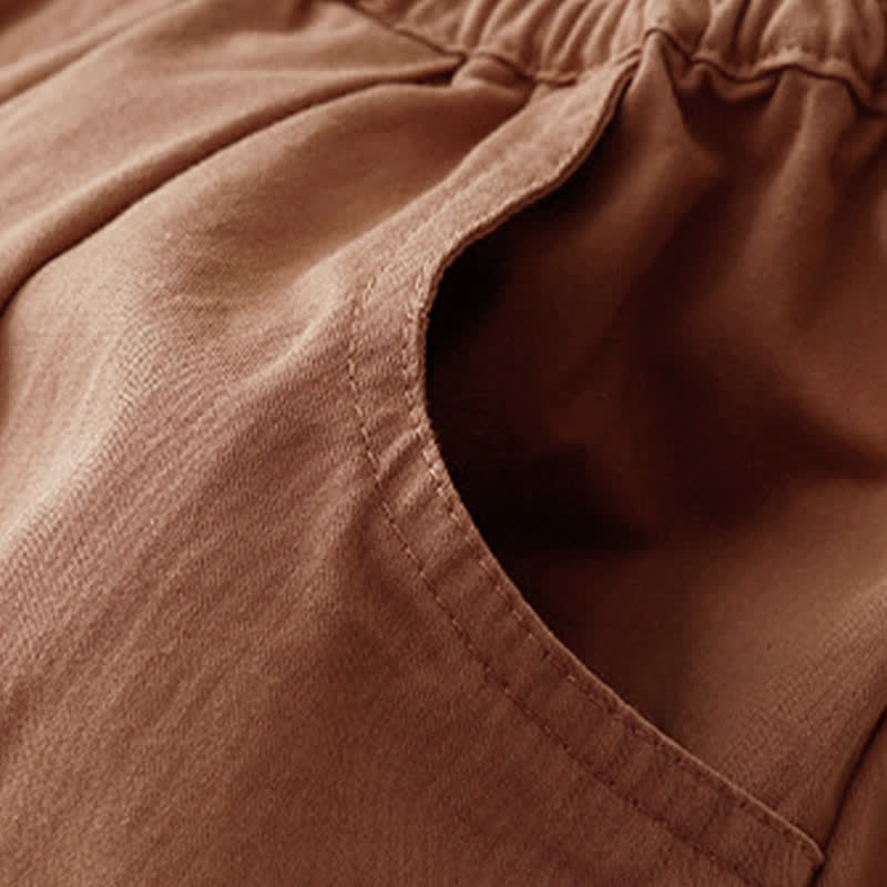Buddha Stones Pantaloni corti da donna estivi in ​​cotone con elastico in vita e tasche. - image 17