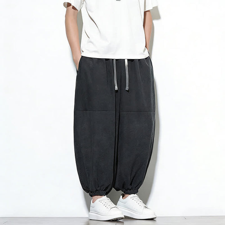 Buddha Stones Pantaloni harem da uomo in cotone, tinta unita, con coulisse e tasche, per la primavera. - image 23
