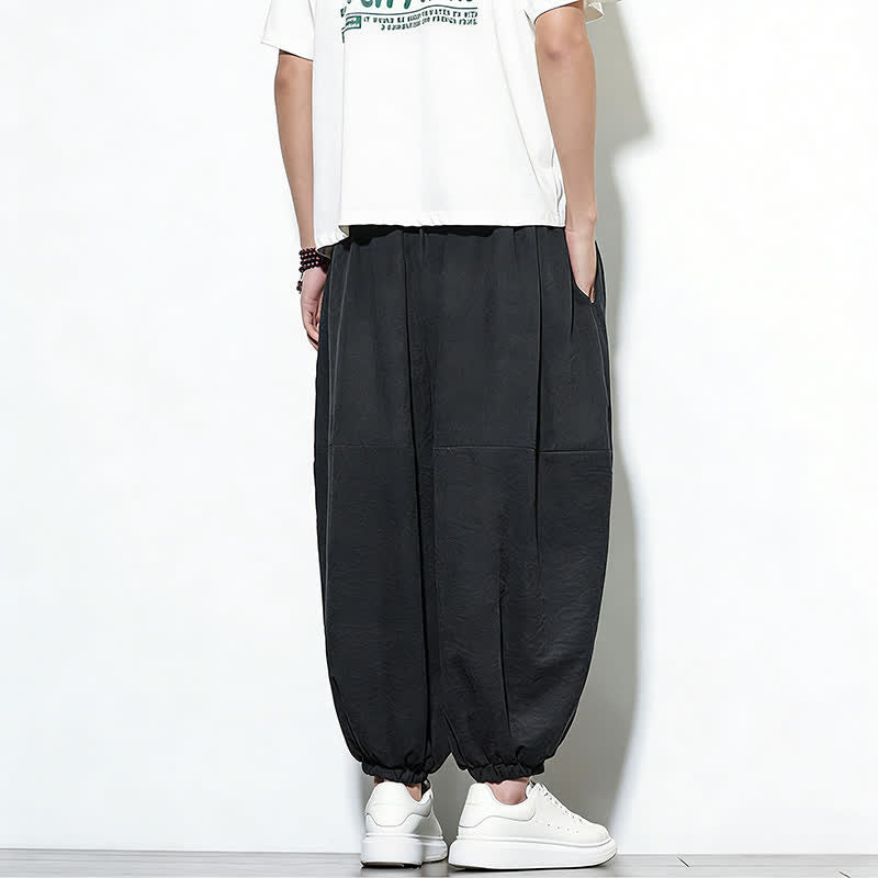 Buddha Stones Pantaloni harem da uomo in cotone, tinta unita, con coulisse e tasche, per la primavera. - image 22