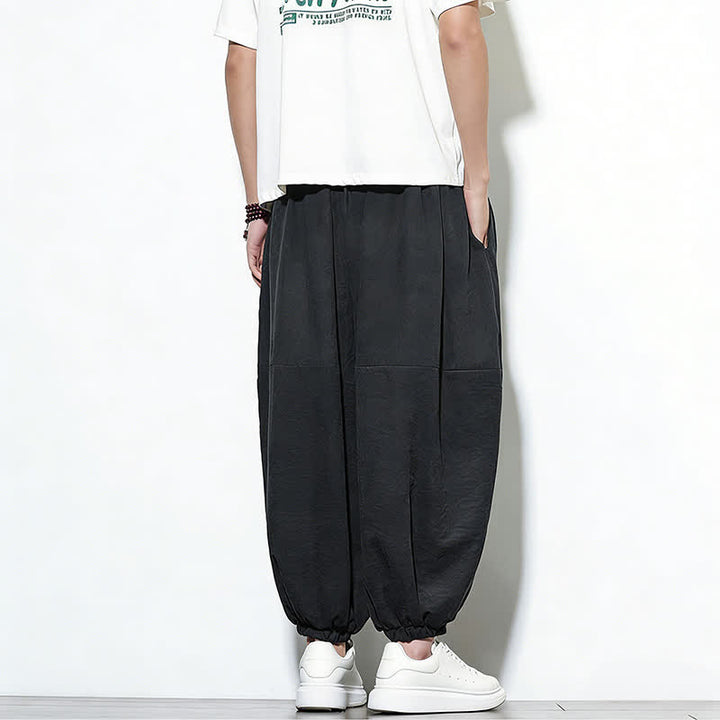 Buddha Stones Pantaloni harem da uomo in cotone, tinta unita, con coulisse e tasche, per la primavera. - image 22