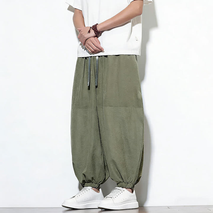 Buddha Stones Pantaloni harem da uomo in cotone, tinta unita, con coulisse e tasche, per la primavera. - image 31