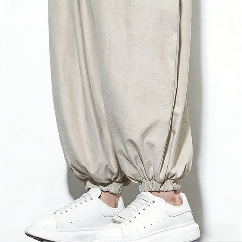 Buddha Stones Pantaloni harem da uomo in cotone, tinta unita, con coulisse e tasche, per la primavera. - image 18