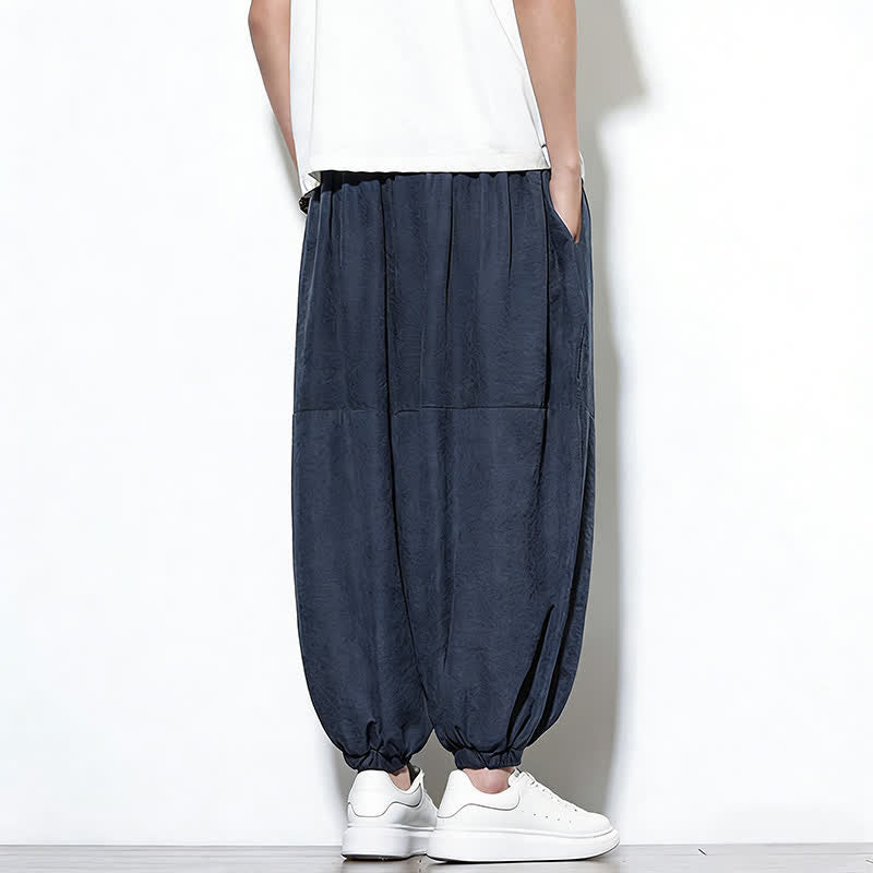 Buddha Stones Pantaloni harem da uomo in cotone, tinta unita, con coulisse e tasche, per la primavera. - image 8