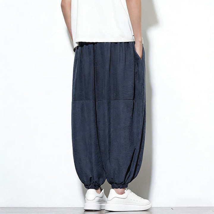 Buddha Stones Pantaloni harem da uomo in cotone, tinta unita, con coulisse e tasche, per la primavera. - image 8