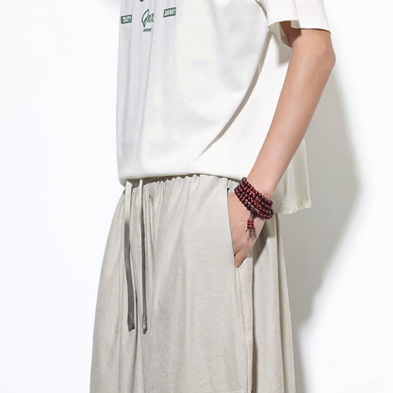 Buddha Stones Pantaloni harem da uomo in cotone, tinta unita, con coulisse e tasche, per la primavera. - image 17