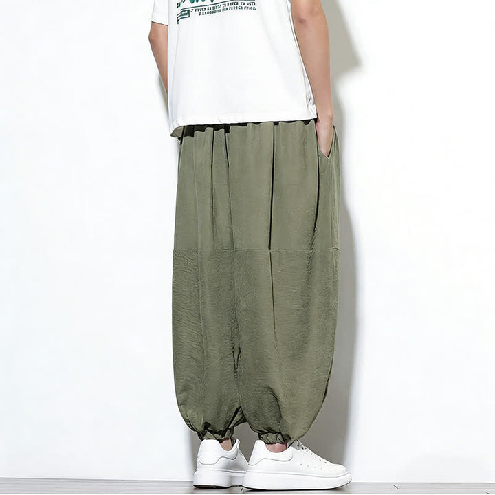 Buddha Stones Pantaloni harem da uomo in cotone, tinta unita, con coulisse e tasche, per la primavera. - image 32