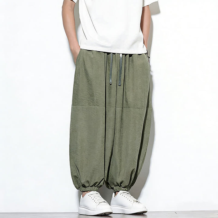 Buddha Stones Pantaloni harem da uomo in cotone, tinta unita, con coulisse e tasche, per la primavera. - image 28